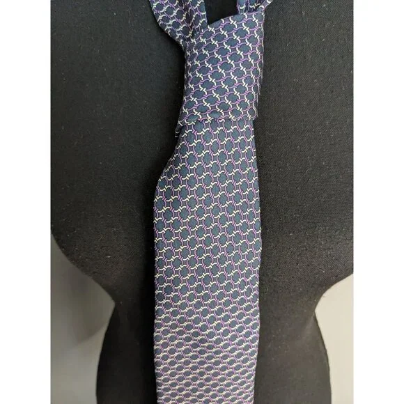 *3 for $12* NWT J. Hilburn Navy and Purple Circle Chain 100%‎ Silk Tie - Picture 2 of 6